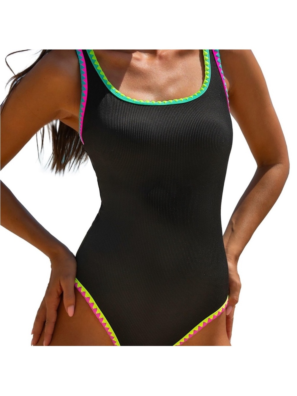 Popvil Neon Trim one piece Swimsuit